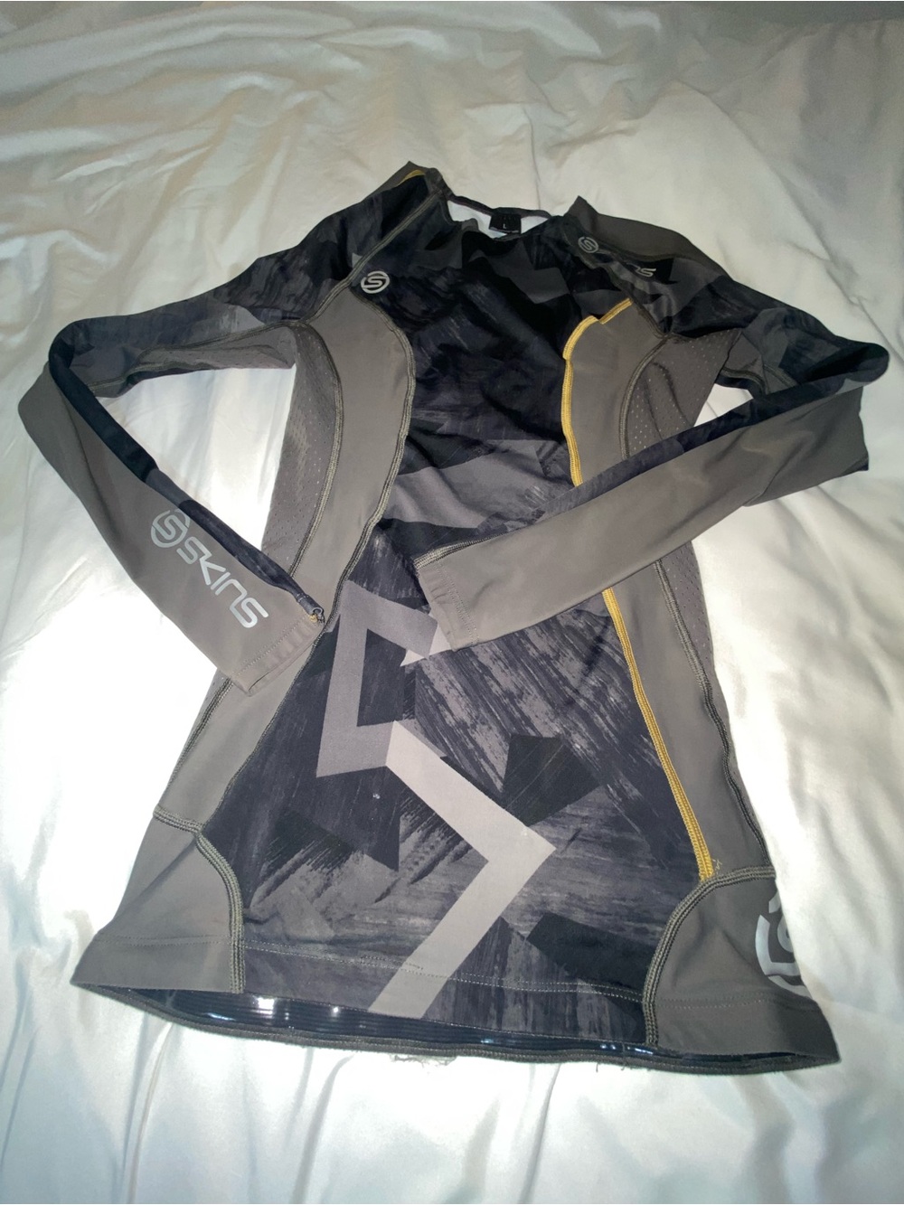 Skin Women’s Compression Long Sleeve Top in Gray, Black and Yellow